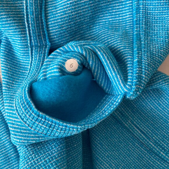 Lululemon blue & white stripe scuba hoodie w/ thumbholes (size 6) side stretch - Picture 4 of 7